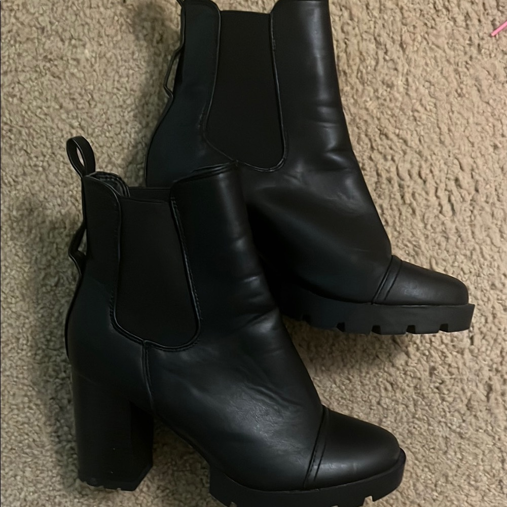 Black Chunky Heel Ankle Boots